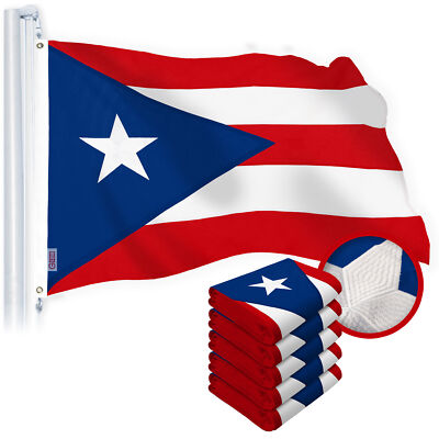 G128 5 Pack: Puerto Rico Puerto Rican Flag 2x3 Ft Spun Poly, Embroidered Design