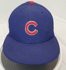 VTG Chicago Cubs Blue Hat WOOL Baseball Cap New Era 59FIFTY 7 1/8 Made In USA