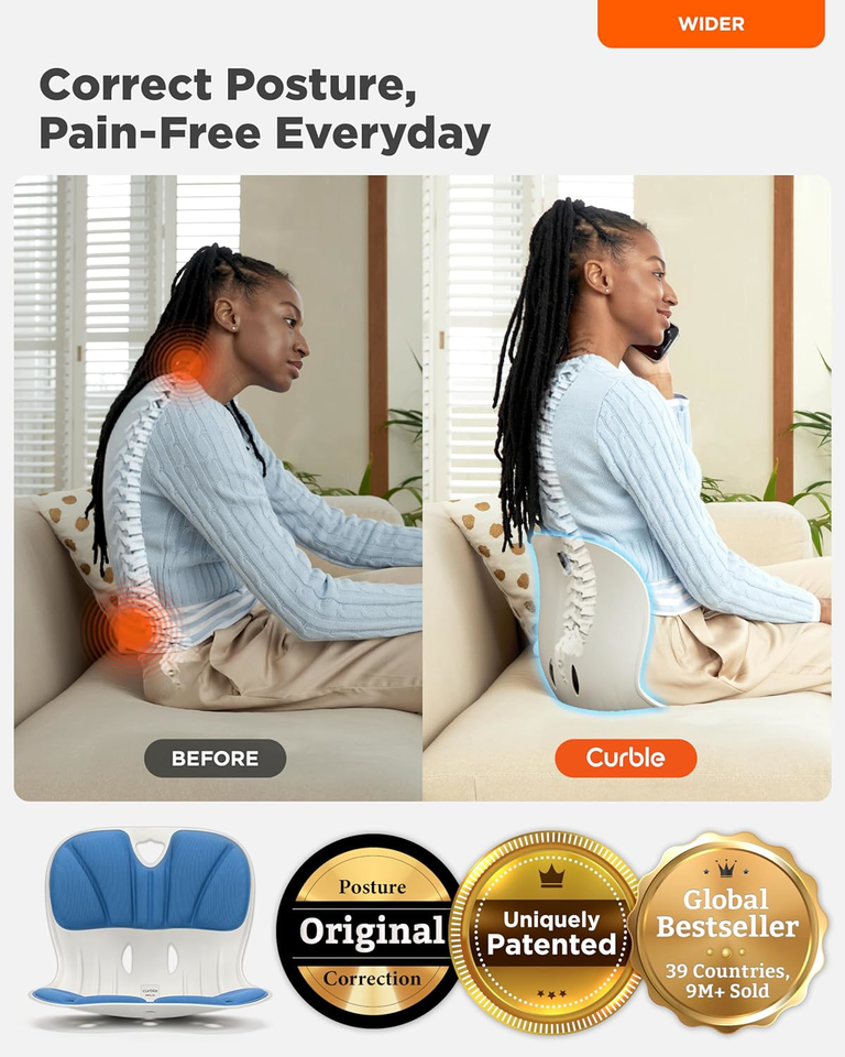 Curble [Wider] Ergonomic Lower Back Chair Support, Lumbar Support Back