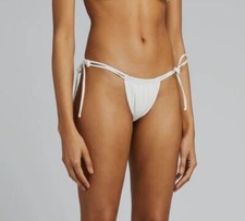 $111 Port De Bras Women's White Aruba Side-Tie Bikini Bottoms Swimwear Size S