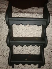 Primitive Country Star Wooden Shelf Blue/Red/White 24" Farmhouse Rustic Hanging