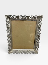 Vintage Silver Ornate Filigree Picture Photo Frame Made In USA