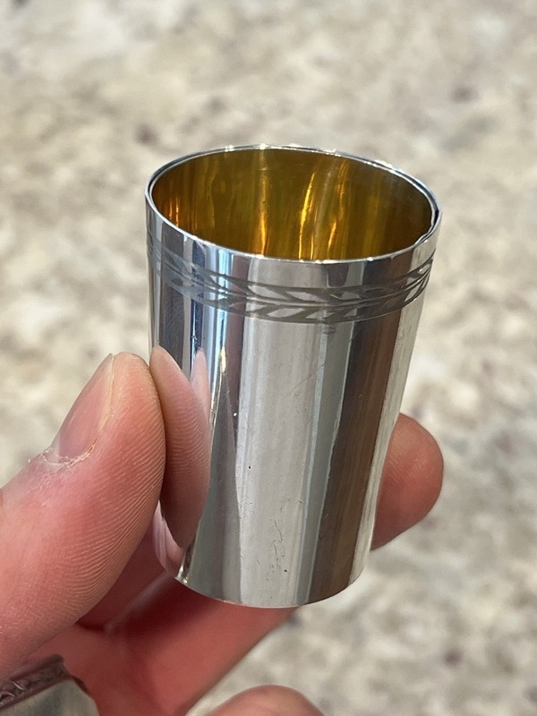 Vintage Soviet Russian .875 Silver Shot Glass | Gold Wash Interior | 45.7g