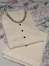 Junaid Jamshed Men's Stitched Pakistani Embroidered Kurta Shalwar Large.