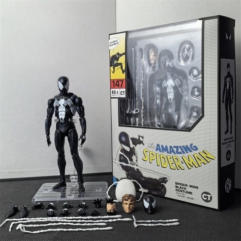 In Stock！MAFEX No.147 Spider-Man Black Costume COMIC Ver. Action