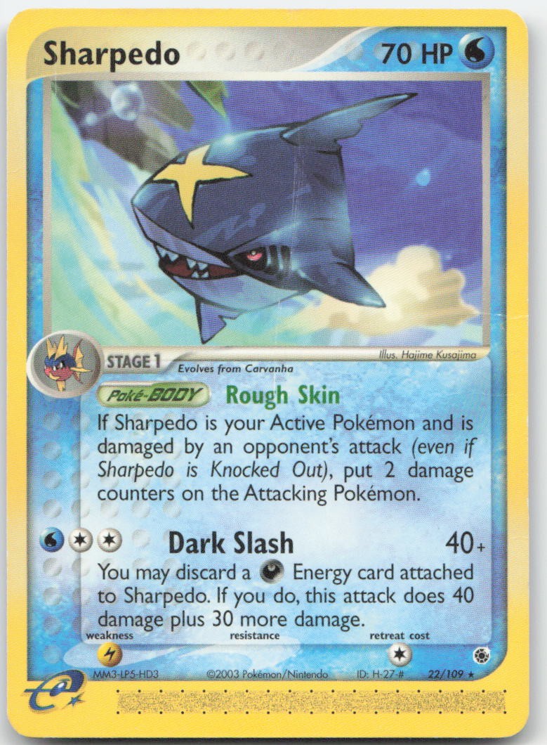 Sharpedo 22/109 EX Ruby and Sapphire Rare Pokemon DM