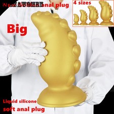 New Big huge anal golden butt plug smooth soft silicone dilatador dildo Sex Toys