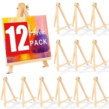 12 Pack 9 Inch Wood Easels, Easel Stand for Painting Canvases, Art, and Craft...