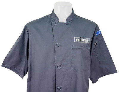 CHEF WORKS Herren Grau S/S EXECUTIVE CHEFS HEMD JACKE OBERTEIL - L - Brustumfang 50'' - £52