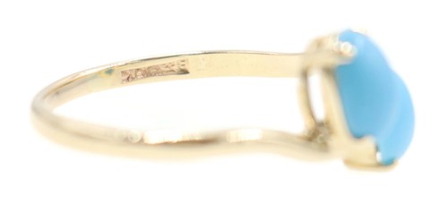 Women's 2.0 Ctw Matte-Finish Cabochon Turquoise 10KT Yellow Gold Bypass Ring 3g - Picture 10 of 19