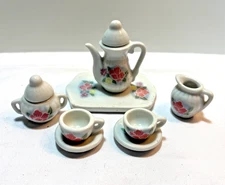 Vintage Miniature Childs Play Ceramic TEA SET in Floral Design