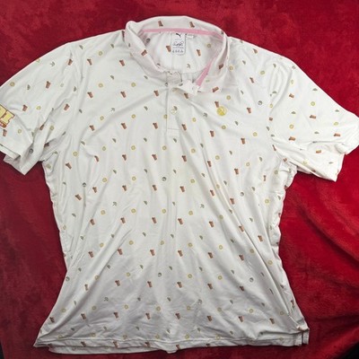 PUMA Arnold Palmer Men's XXL White Lemonade Golf Polo Shirt Short Sleeve