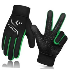 Winter Warm Kids Cycling Gloves - Cold Weather XL 10-12years Green/Black