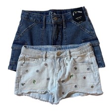 2 Art Class Jean Shorts Bundle Girls L 10 / 12 Mid Rise Cutoff  Cargo High Rise