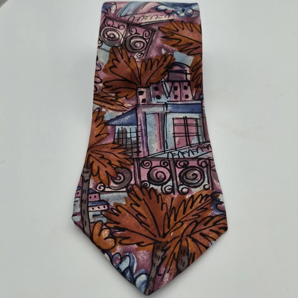 Corbata de cuello Cambridge Classics seda abstracta paisaje urbano conoce el tema de la naturaleza Foto 2 de 4