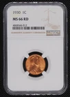 1930 1 CENT - MS 66 RD - NGC