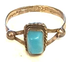 Vtg SOUTHWEST STYLE STERLING SILVER Turquoise RING SZ 7.75