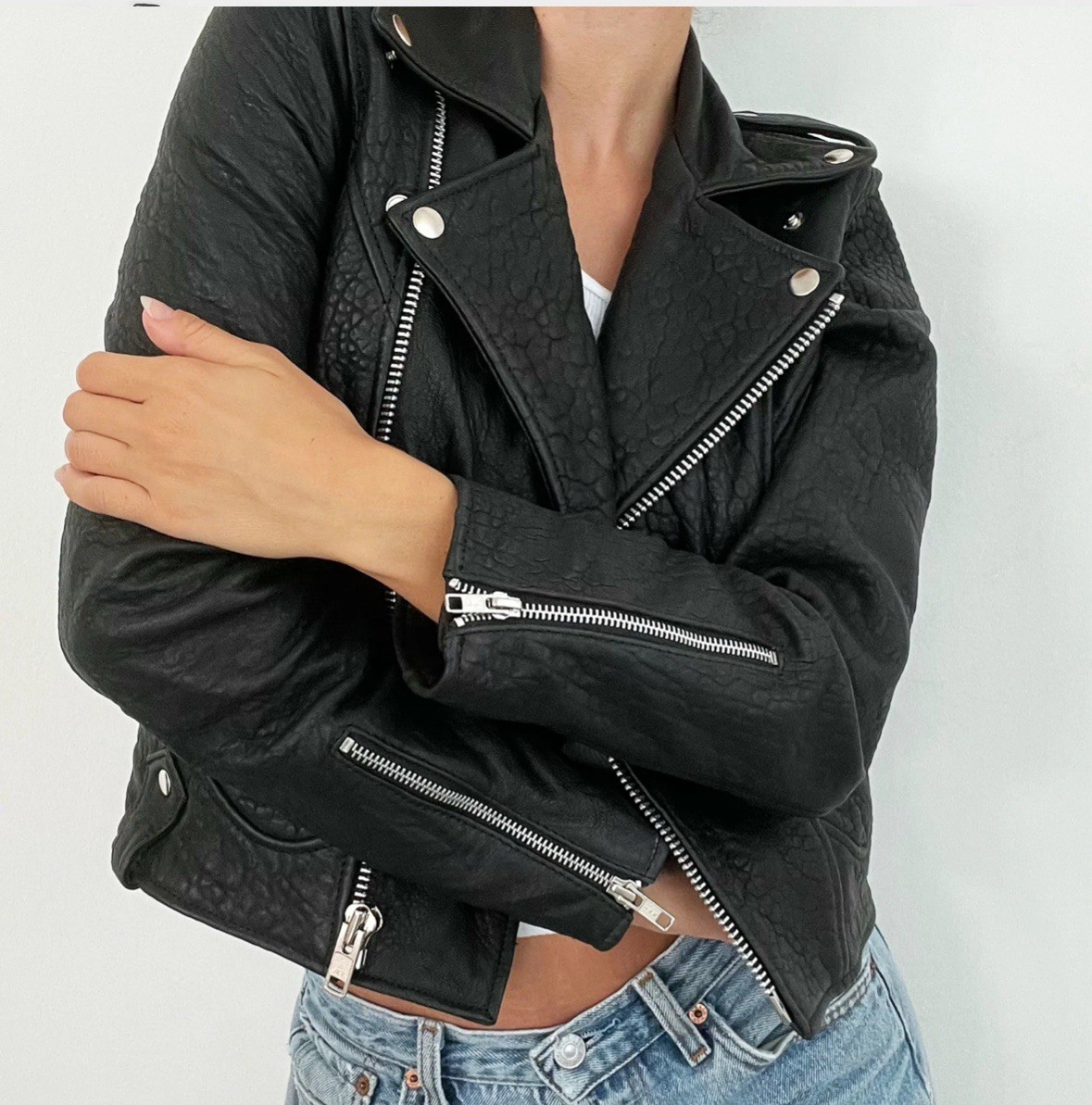 Understated Leather black custom Jacket Size Small - image 13