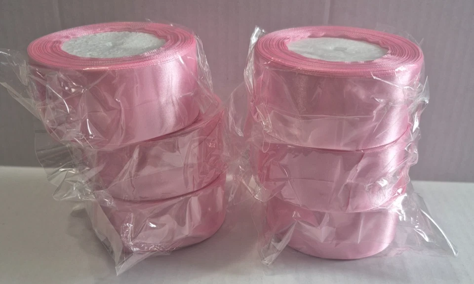Satin Ribbon 1.5" 7 Rolls Bulk Pink 70 YD Total NEW Wrapping Gifts, Crafts, READ - Image 2 of 4