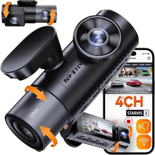 Vantrue N5 4CH 360° Dash Cam Front Rear Inside, STARVIS 2 IR Night Vision, GPS