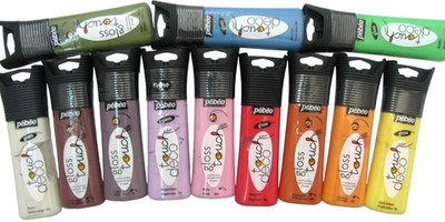 Pebeo Gloss Touch Farbe 3D glänzend Stoffe Glas Holz Relief 30ml Marker
