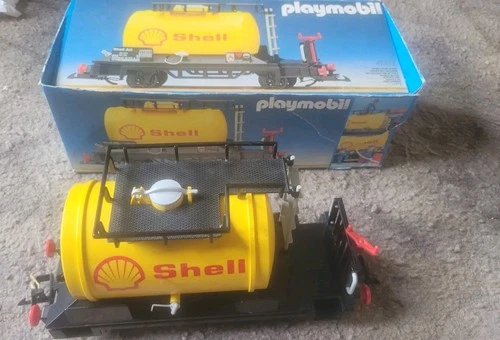 Vintage Playmobil 4107 Shell Tanker Train Car W/Box 1985