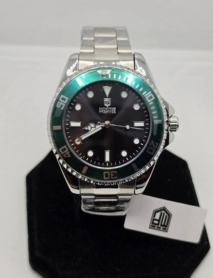Montres Prestige MPW-0081 Green Bezel Black Dial Watch 47.6mm New In Box