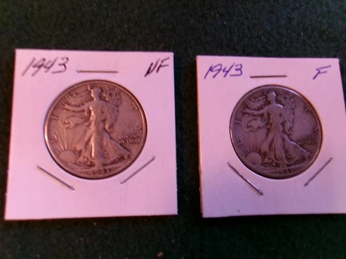 2 - 90% Silver, Walking Liberty Half Dollars in Circulated Condition! (1943)
