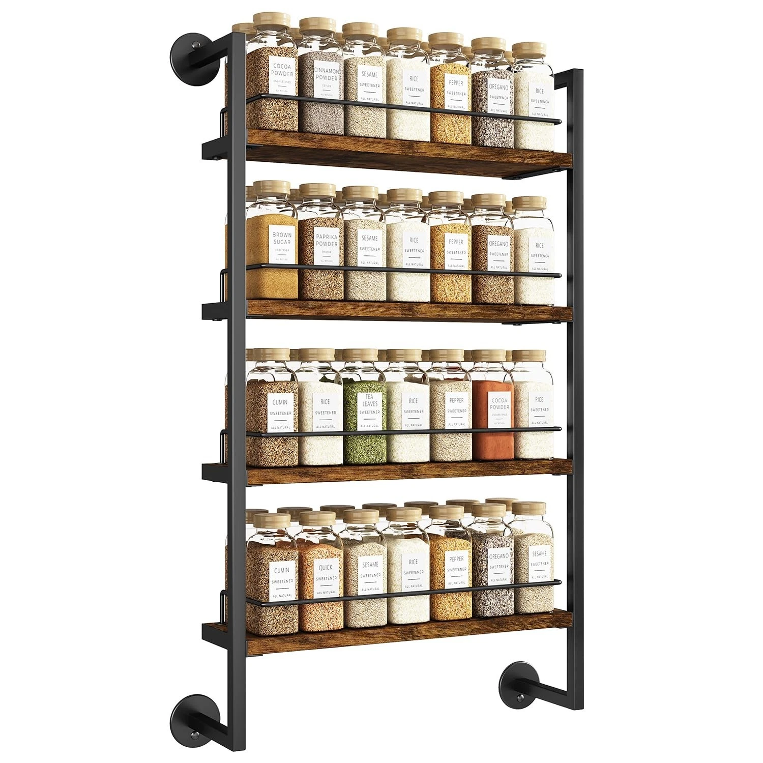 IBUYKE Spice Rack Wall Mount,4 Tier Hanging Seasoning Organizer,Large Spice R...