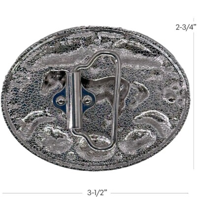 Galloping Horse Belt Buckle BLUE Silver Tone Enamel Inlay  display picture 1