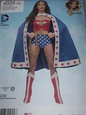 SIMPLICITY #1024-LADIES SUPER COOL WONDER WOMAN COSTUME PATTERN 6-14 or 14-22 FF