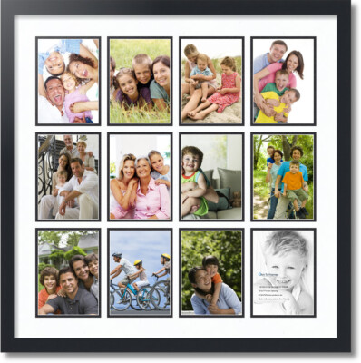 ArtToFrames Collage Mat Picture Photo Frame 12 5x7'' Openings in Satin Black 229