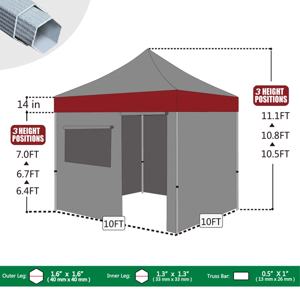 Tienda de campaña de refugio instantánea con dosel de sombra emergente 10x10 Ez con paredes con cremallera y bolsa enrollable Foto 3 de 4