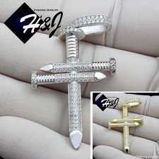 COLGANTE CRUZ CLAVO CHAPADO EN ORO/PLATA PLATA PLATA ESTERLINA 925 PARA HOMBRE*SP139