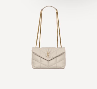 Yves Saint Lauren Toy Puffer Crème Lambskin Shoulder Bag
