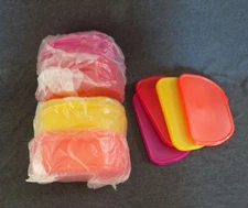 Tupperware Sandwich Keepers Half Stackables Hot Colors Orange Yellow Pink Red