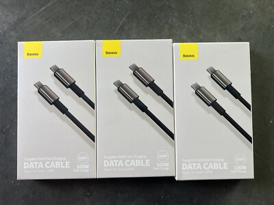 3 pack Baseus 100W PD USB C to Type C Fast Charging Cable 3.3ft