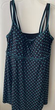 Vintage Le Cove SWIMSUIT One Piece 16W Full Skirt Black Teal Thailand