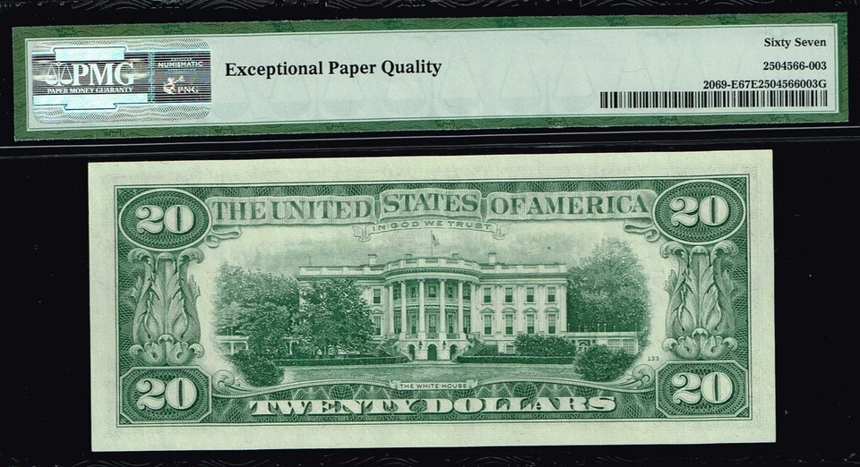 $20 1969B Richmond  FRN. Fr. 2069-E. TOUGH SUPER GEM NOTE.  PMG 67 EPQ - Image 2 of 3