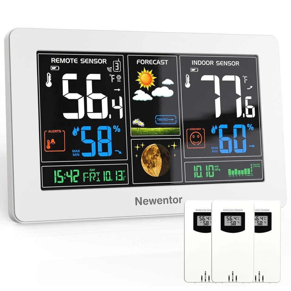 Comprehensive Indoor Outdoor Weather Forecast Station with Alarm & Color Display - Image 3 of 4