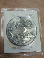 WENDELL AUGUST FORGE CHRISTMAS ORNAMENT, SANTA SLEIGH, 2002, ALUMINUM, NOS,