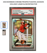 Jackson Holliday 2023 Bowman Chrome Prospects Lunar Glow Refractor BCP20 PSA 9