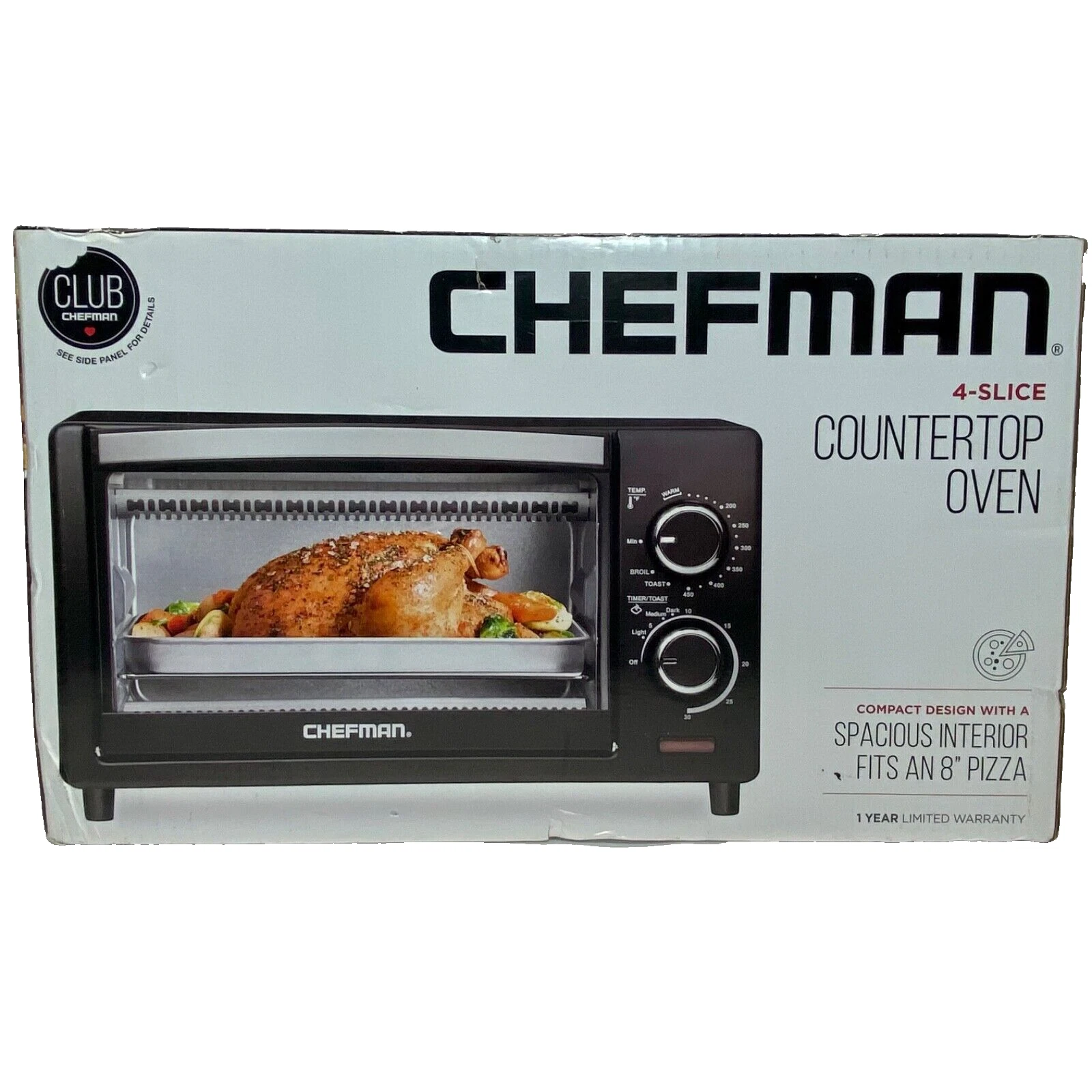 Chefman Countertop Baking Oven Broiling 4-Slice Toasting Roasting & More NIB
Opens in a new window o