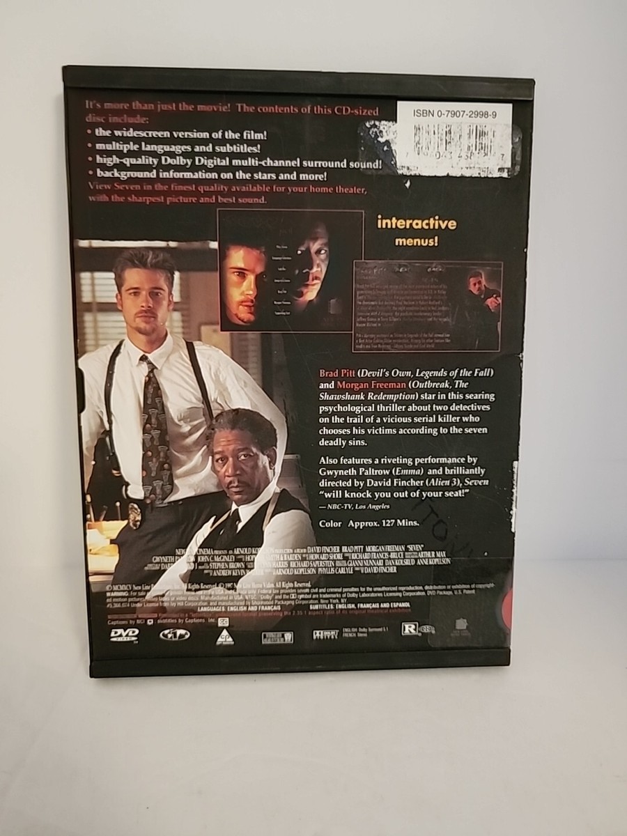 Seven DVD Movie - Brad Pitt - Morgan Freeman - VII Deadly