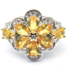 Buy 2 Get 1 Free New Designed Golden Citrine CZ Women Silver Rings Sz 7.0