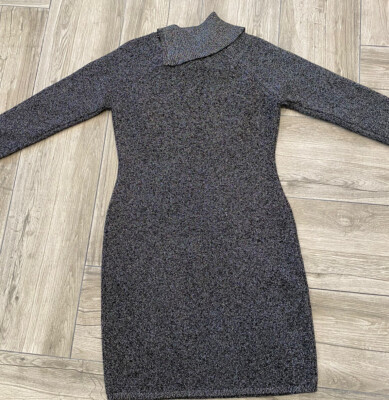 calvin klein metallic sweater dress Calvin Klein Women's Belted Metallic Colorblocked Sweater Dress (S,  Black/Gold)