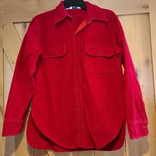 Vintage Woolrich 1571 Size M Chamois Cotton Flannel Shirt RED Heavy Warm