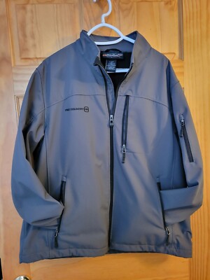 Free Country Jacket Mens XLarge Black Full Zip Softshell Nylon Dark Grey