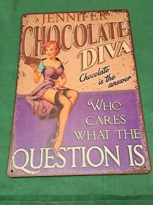 Blechschild Vintage Chocolate Diva Geschenk Geburtstag Deko Freundschaft