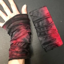 Mummy Bloody Gloves Red Hand Warmers Halloween Costume Zombie Arm Cuffs Black